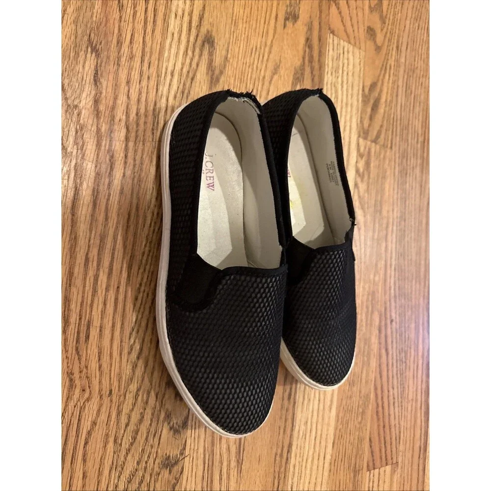 J.Crew Perforated Slip On Sneakers Loafer Shoe Slides Casual Black Size 9‎ M